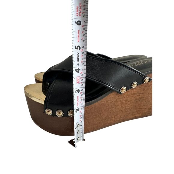 RACHEL ZOE Maddi Black Soft Calf Leather Platform Sandals Size 6.5 - Picture 8 of 11